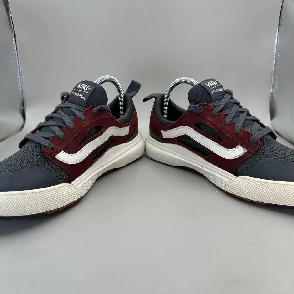 Vans UltraRange 3D Shoes Mens Size 7 Gray Burgundy Gray Suede Skate UltraCush